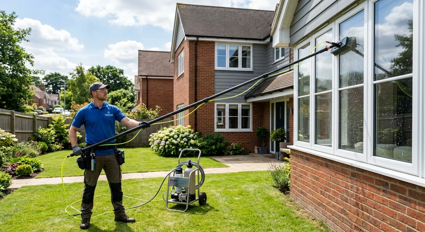 Residential window cleaning with a water-fed pole system
