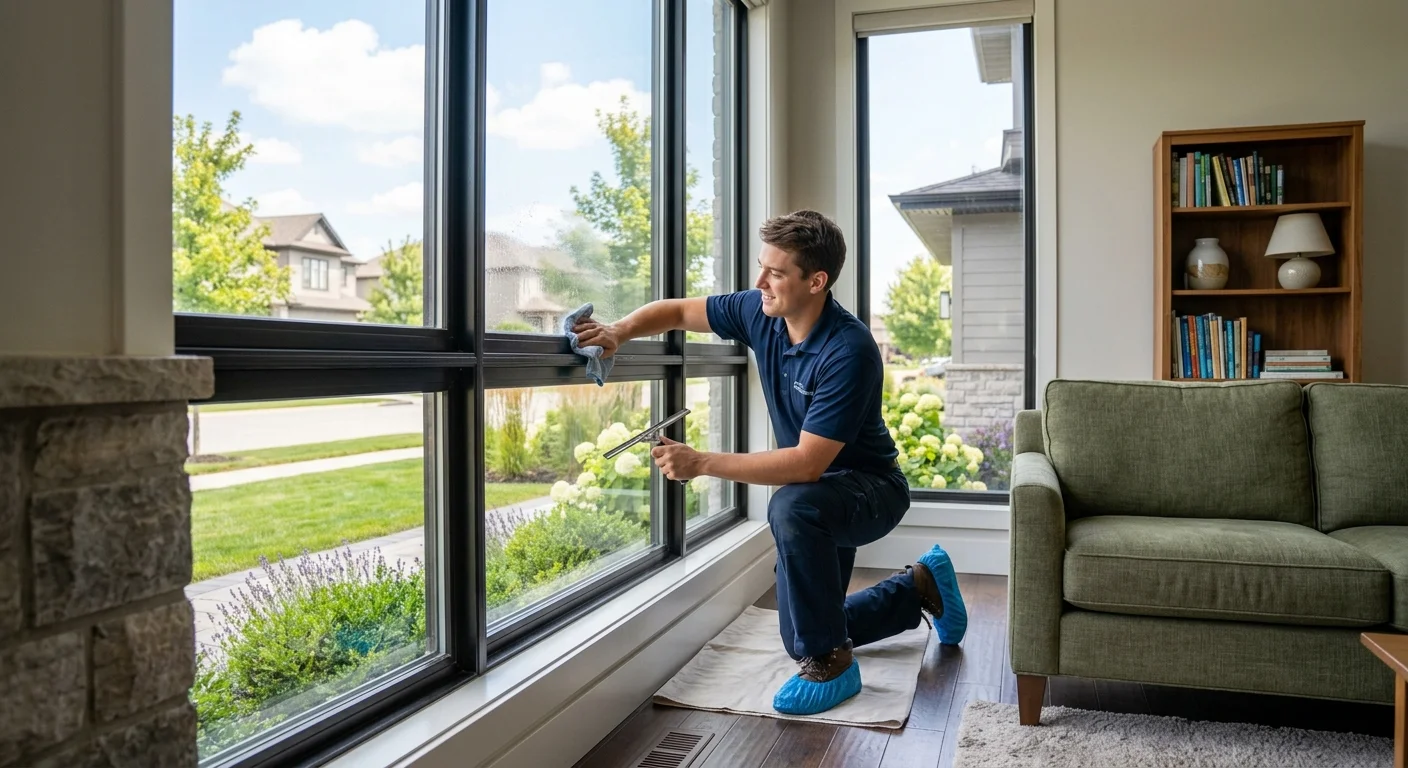 Andean technician providing respectful, careful in-home service
