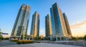High-rise condo towers in Vaughan Metropolitan Centre