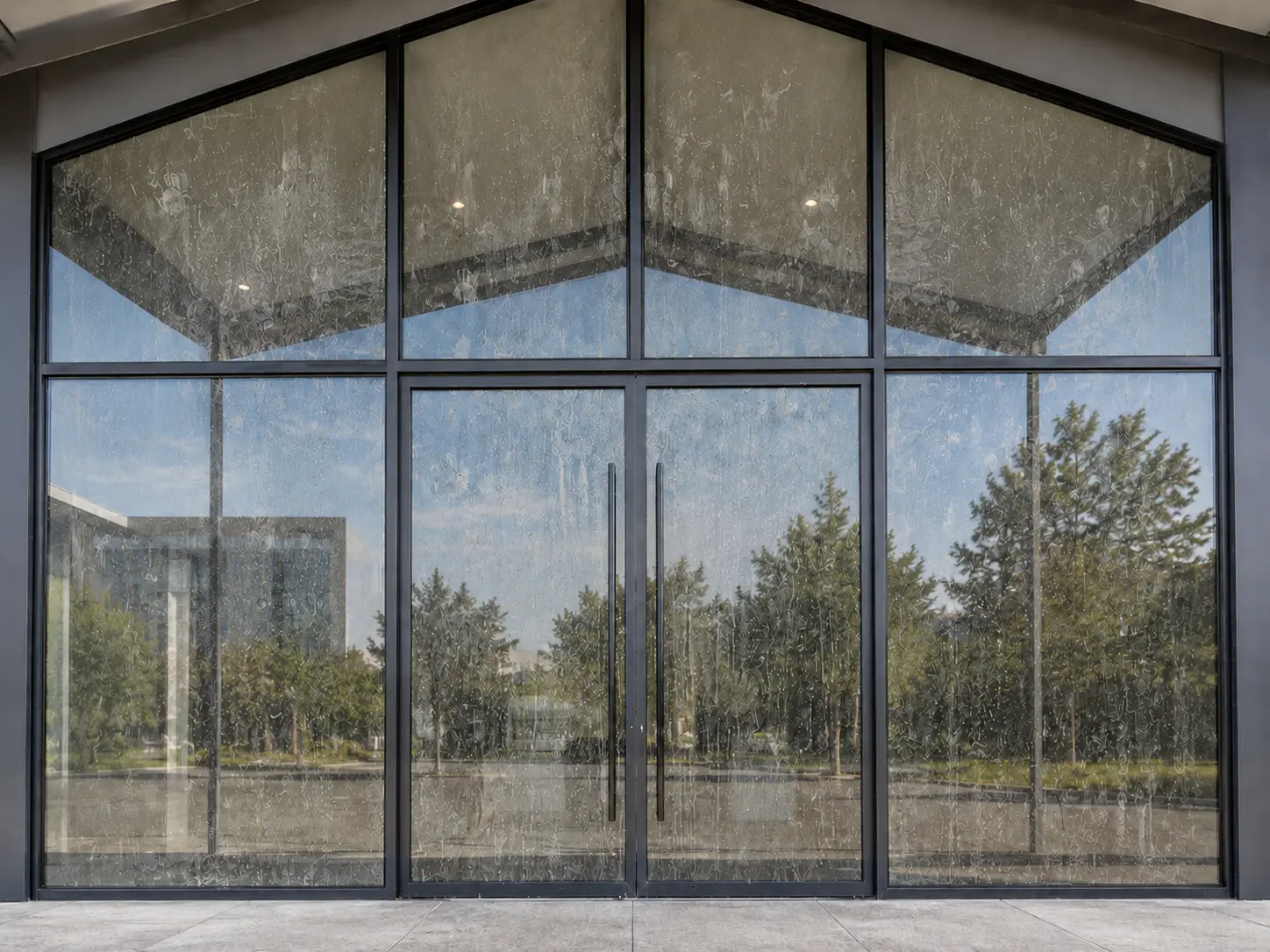 Glass and mirror before professional cleaning