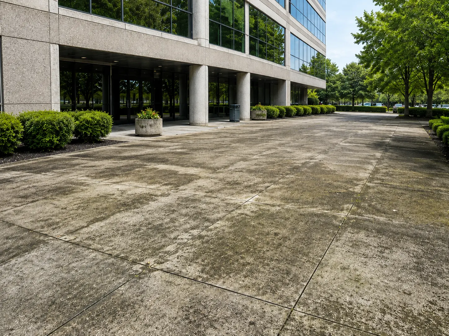 Walkway before professional power washing